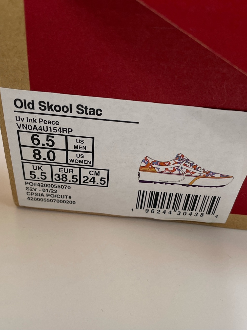 Vans | Stacked Old Skool UV React Sneakers Orange Peace Size 6.5 / 8 - Picture 12 of 12